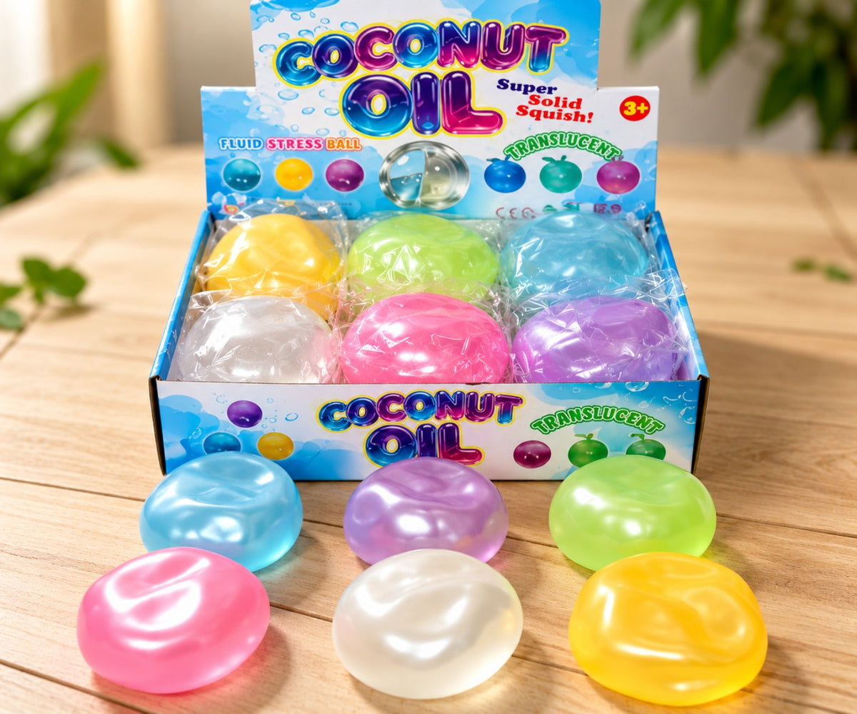 Coconut Oil Squishy assorted colors display